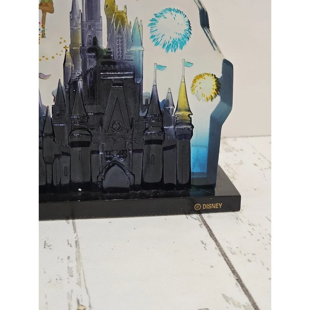 Walt Disney World Acrylic Clock Characters in Front of Castle Fireworks